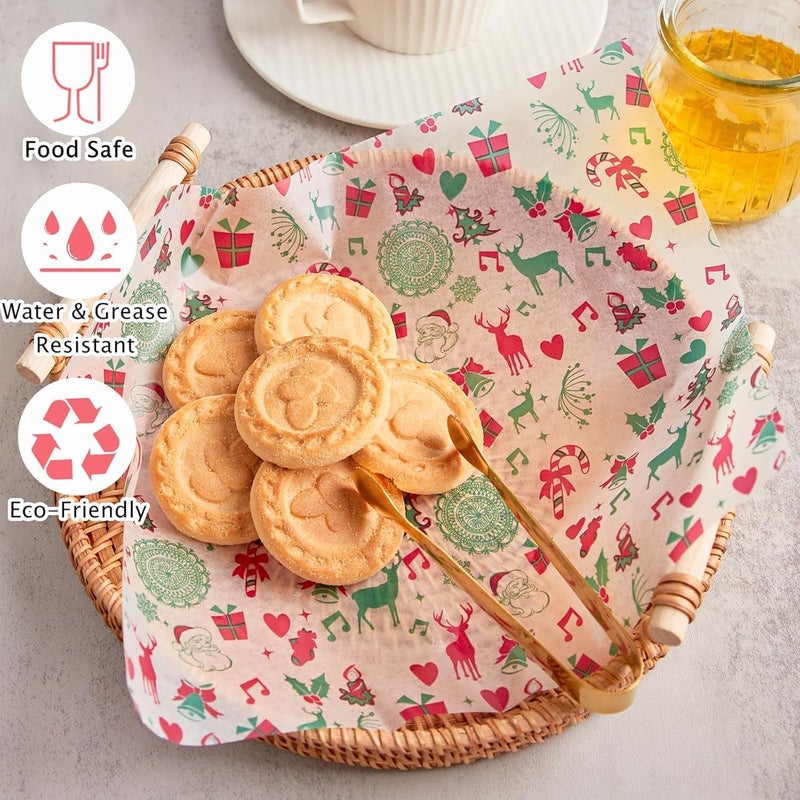 Ocmoiy 100 Sheets Christmas Wax Paper 8.6" x 9.8" Sandwich Wrapping Paper, Colored Decorative Deli Parchment Food Basket Liners for Wrapping Holiday Treats, Candy, Cookies (Reindeer) - Image 3